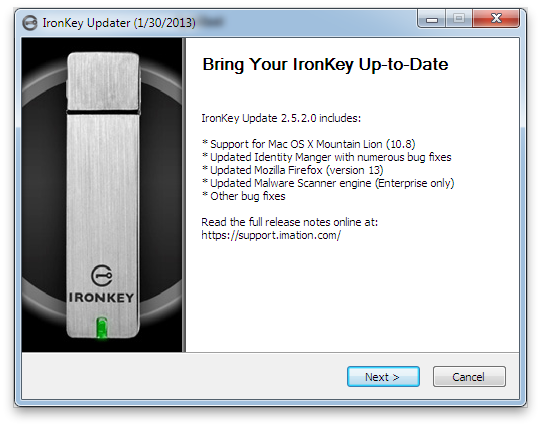 Update your IronKey for OS X...via Windows...